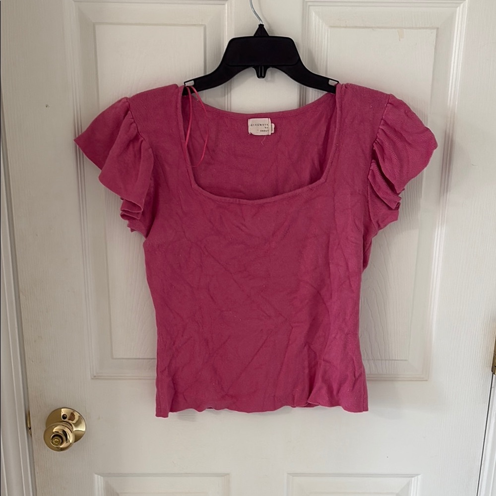 Pink Ruffled Sleeve Top